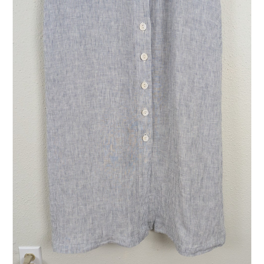 Quince Light Blue Striped Midi Shirt Dress - Picture 3 of 6
